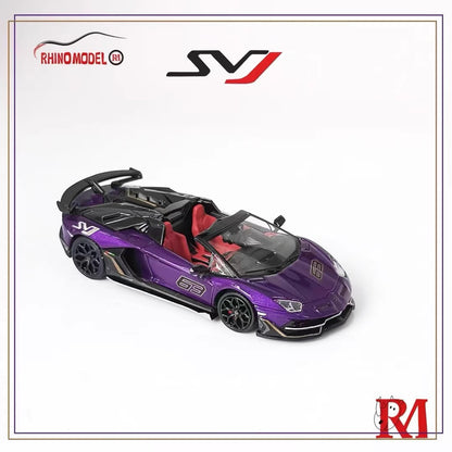 Rhino Model 1:64 Lamborghini Aventador SVJ Removable Roof Metallic Purple