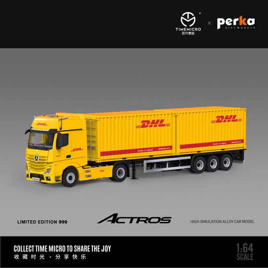 Time Micro x Perka 1:64 Mercedes Actros Container Truck DHL Edition
