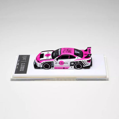 TPC 1:64 Nissan Silvia S15 LBWK Custom Pink White Openable Front Hood Detailed Engine