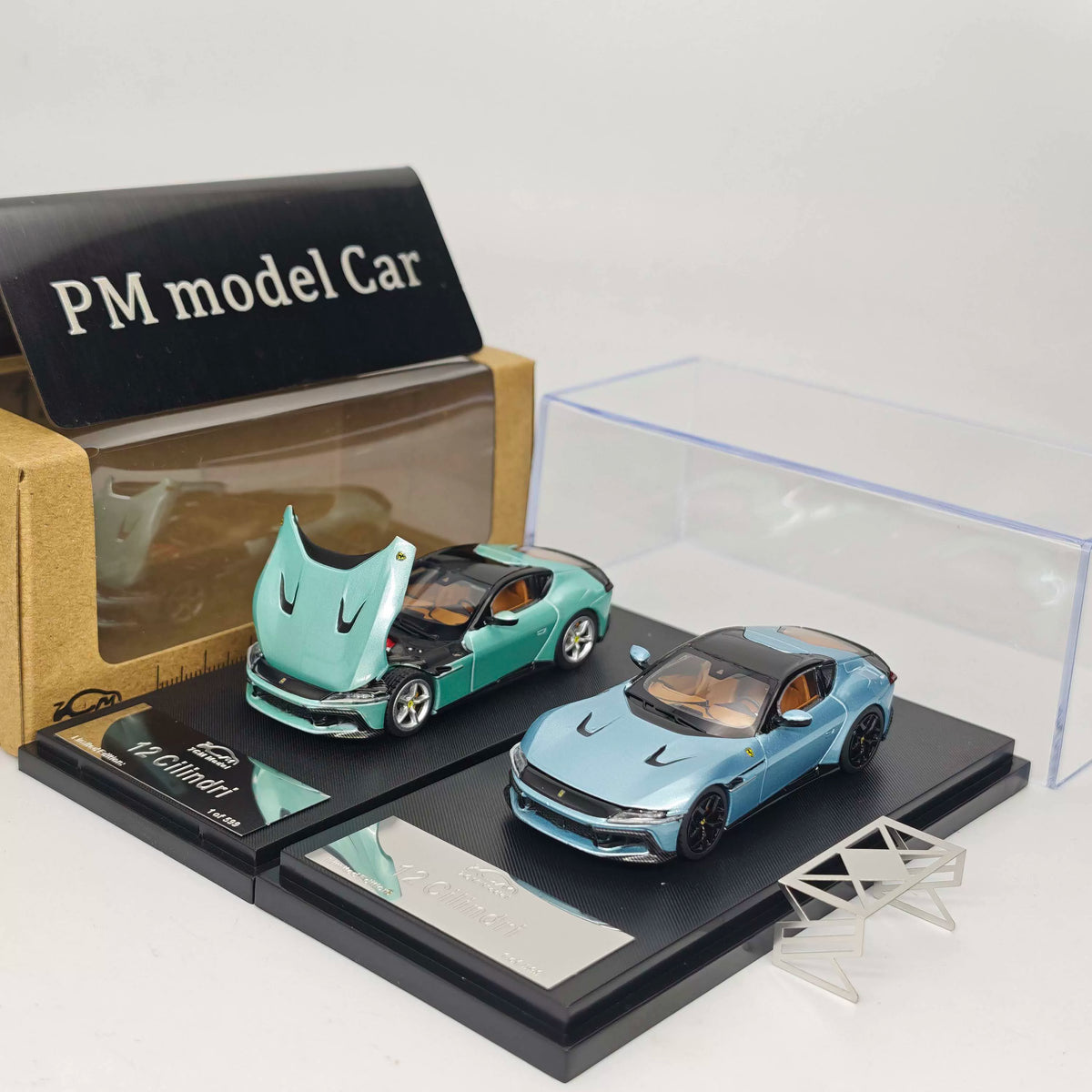 7CM Model 1:64 12Cilindri Hard Top Coupe Celeste Trevi Green Openable Front Good Detailed Engine