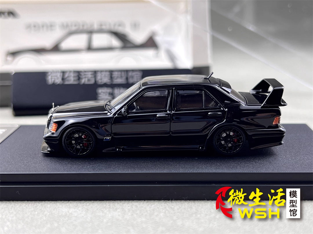 HKM 1:64 Mercedes-Benz 190E W201 2.5-16 EVO II Restmod Custom Gloss Black Limited 999 Pieces