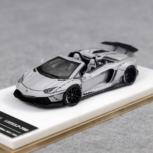[Premium Resin Model] Fine Works 1:64 Lamborghini Aventador LP700-4 Roadster Convertible Liberty Walk Edition Combat Grey Limited to 199 Pieces