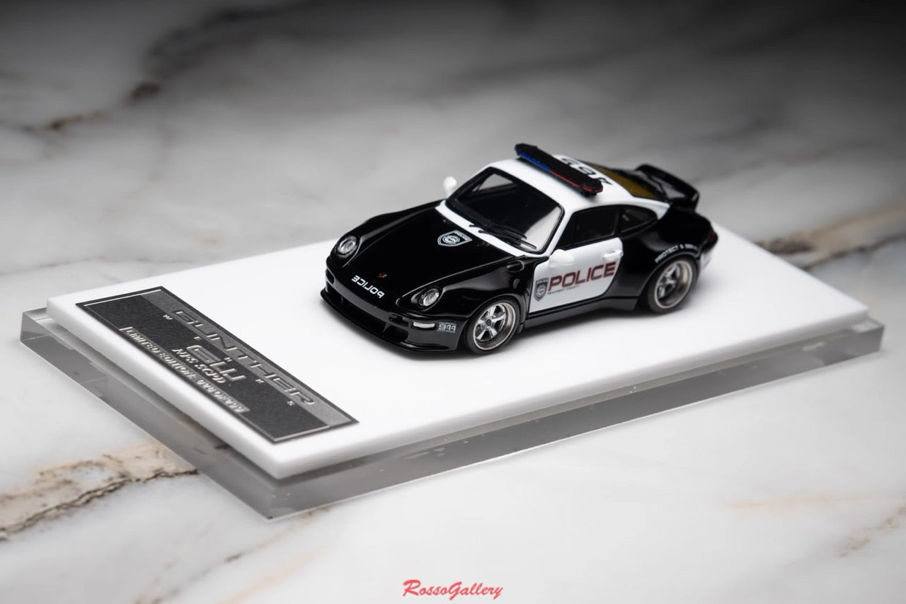 [Premium Resin Model] MY64 MY64X 1:64 Porsche Gunther Werks 993 (GW993) 400R NFS SCPD Police Limited to 299 Pieces (Rear Red and Blue LED Light) + Car Number + Individual Roof Light)
