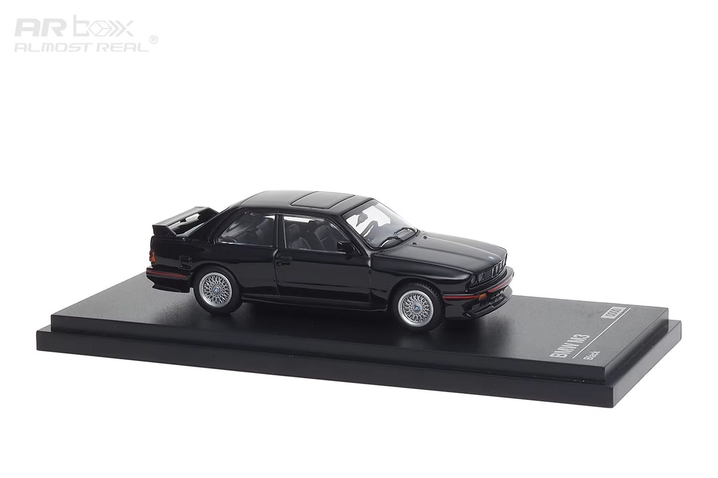 AR Box 1:64 BMW M3 MK1 E30 3 Series Sedan Black with Red Line Included Individual Numbered Collector Card BMW Official Licensed (630101001)