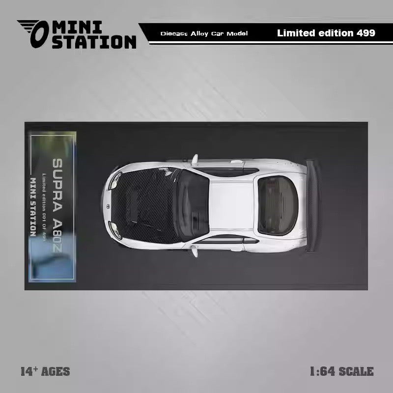 Mini Station 1:64 Toyota Supra A80Z White with Black Carbon Hood