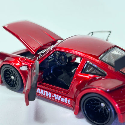 FG 1:64 RWB 930 Wide Body GT Wing Transparent Red Openable Front Rear Hoods and All Doors