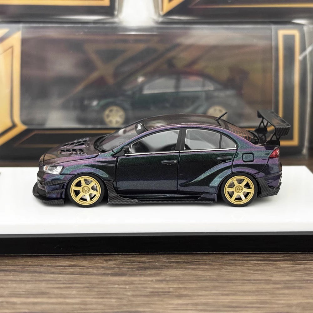 [Premium Resin Model] 404 Error 1:64 Mitsubishi Lancer Evolution EVO X 10 Varis Wide Body Custom Metal Body Kit and Spoiler Chameleon Magic Purple Limited 199 Pieces