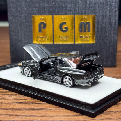 PGM 1:64 Nissan Skyline GT-R R32 Metallic Grey Openable Doors Front Hood Rear Bonnet (Normal Rectangle Box Edition)