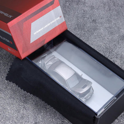 Motorhelix Senior Series 1:64 Mitsubishi Lancer Evolution 4 EVO IV Steel Silver Metallic Openable Front Hood Detailed Engine - Mitsubishi Official Licensed