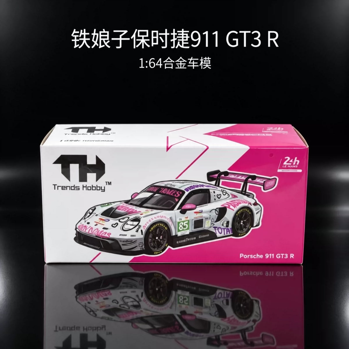 Trends Hobby 1:64 Porsche 911 GT3 R Iron Dames - 2025 Le Mans 24H LMGT3 #85 Openable Front Hood Detailed Parts Porsche Official Licensed (241084J)