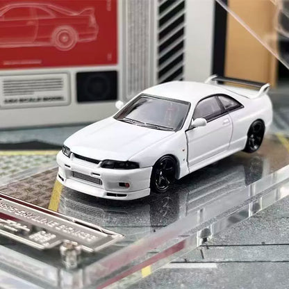 Focal Horizon 1:64 GT-R R33 Skyline BCNR33 Original White with Decal Stickers (ALL OPEN Doors and Hoods with Detailed Engine) Premium Case and Box Packaging