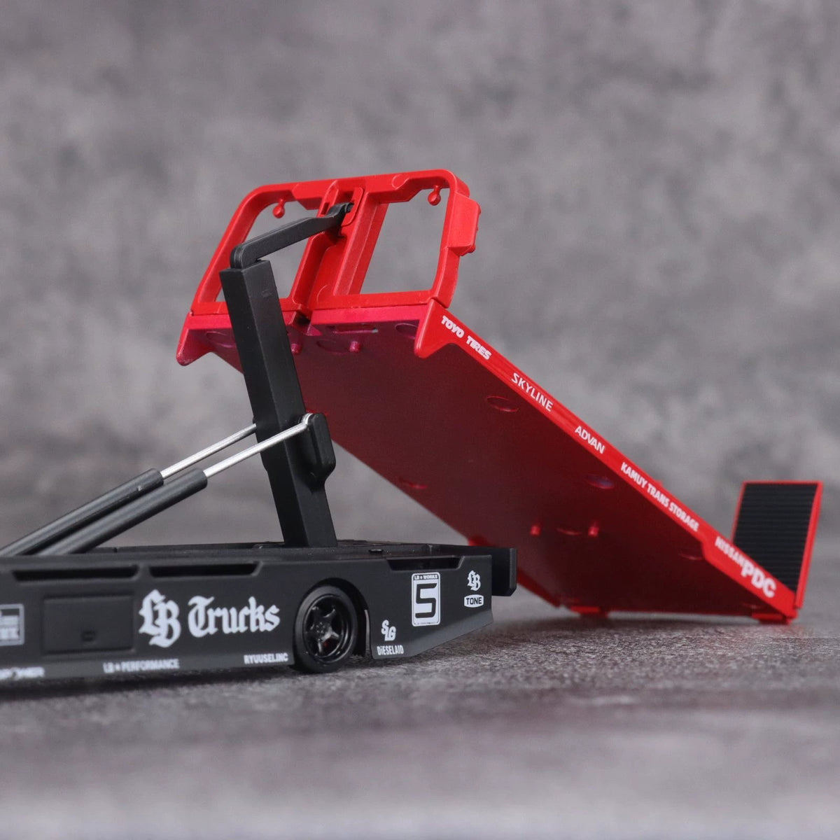 Mega Gear 1:64 Hino 300 Series MK2 Custom Extendable Tow Truck Flat bed #5 Liberty Walk LB Truck Super Silhouette Red Black Livery