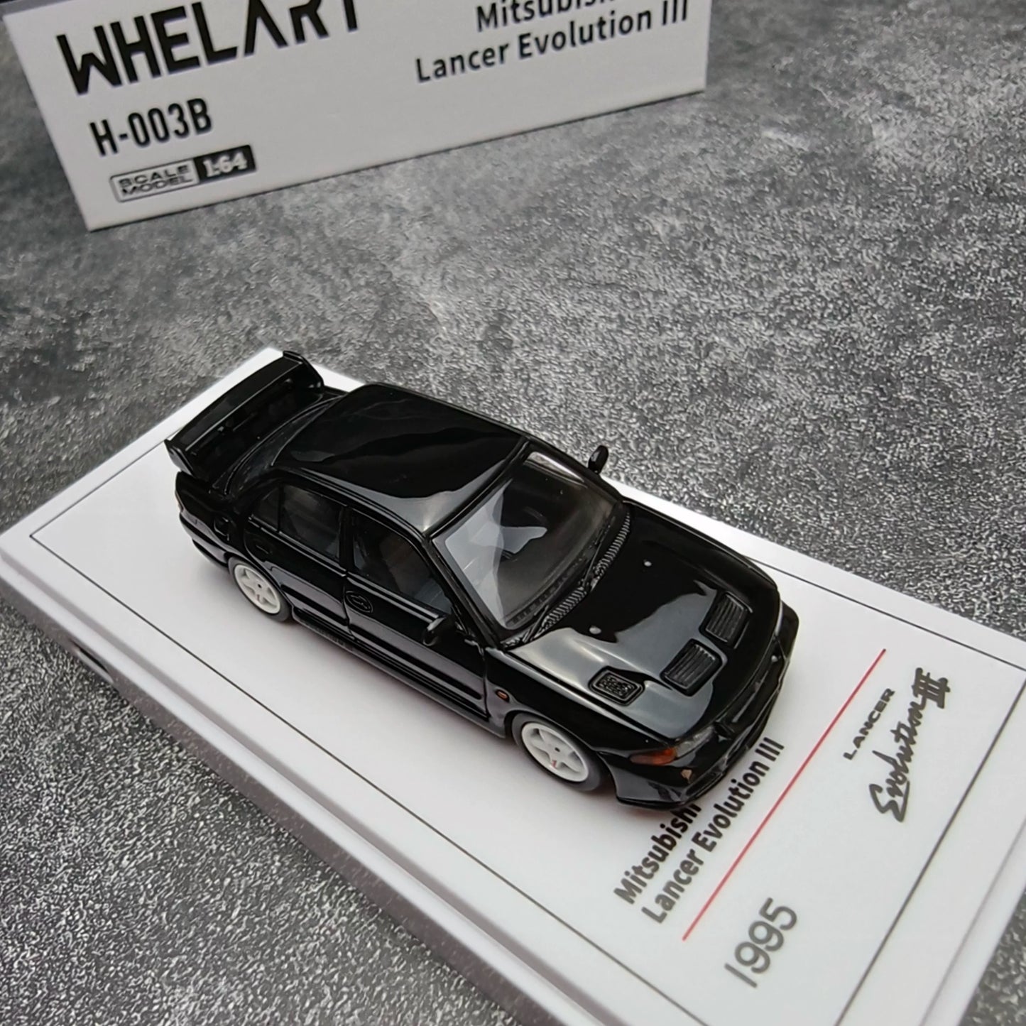 Whelart 1:64 Mitsubishi Lancer Evolution III Black LED Head and Back Lights with Car Key Shape Controller in Premium Box Packaging (Official Licensed)