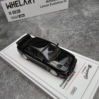 Whelart 1:64 Mitsubishi Lancer Evolution III Black LED Head and Back Lights with Car Key Shape Controller in Premium Box Packaging (Official Licensed)