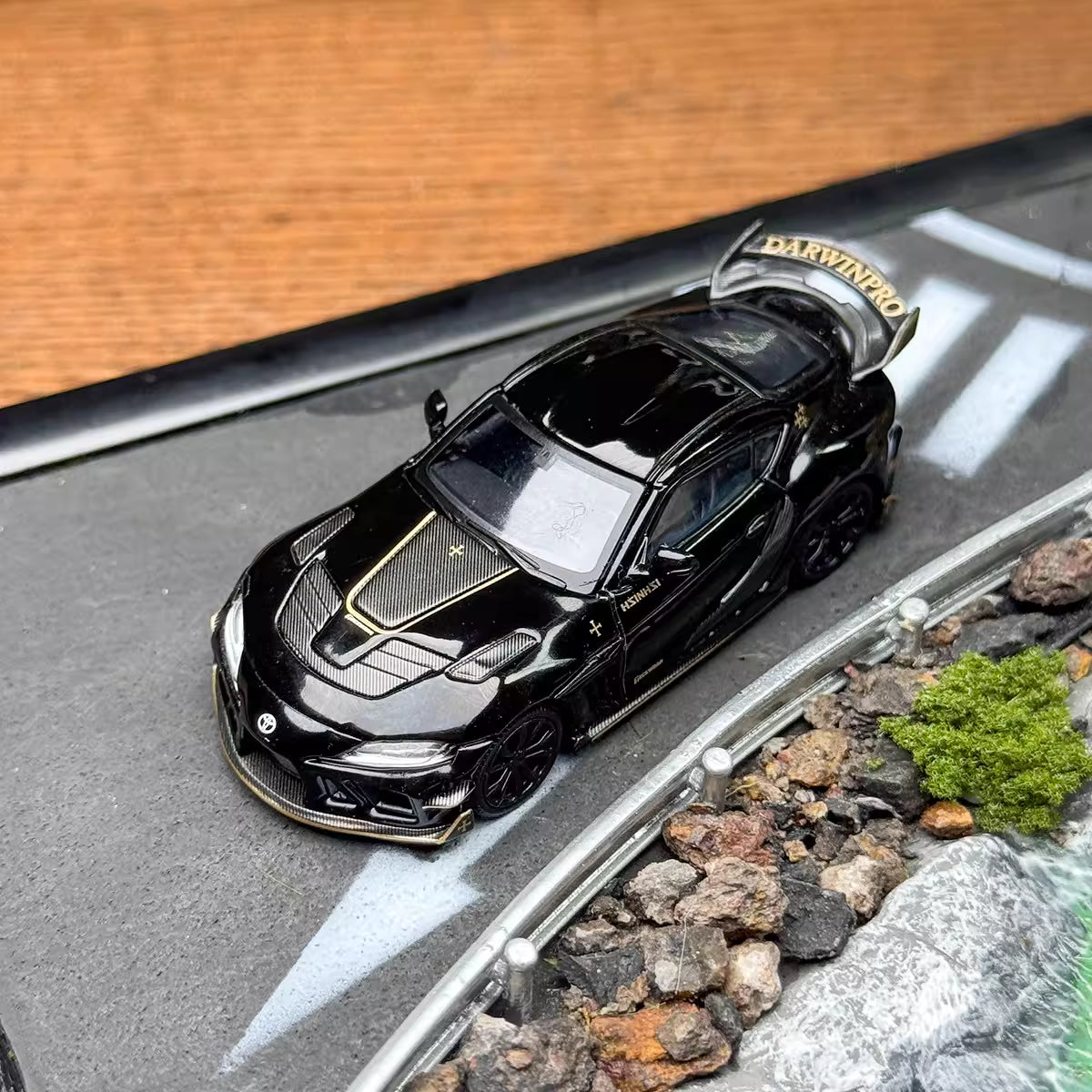 Pop Race X Enigma 1:64 Toyota GR Supra A90 MK5 Darwin PRO 66G NWB Midnight Black in Blister Packaging (PRE013)