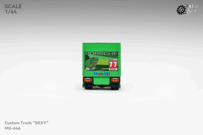 Mega Gear 1:64 Hino 300 Series MK2 Custom Extendable Tow Truck Container Livery Tyrannosaurus Rexy Green (Limited to 2 per customer / address)