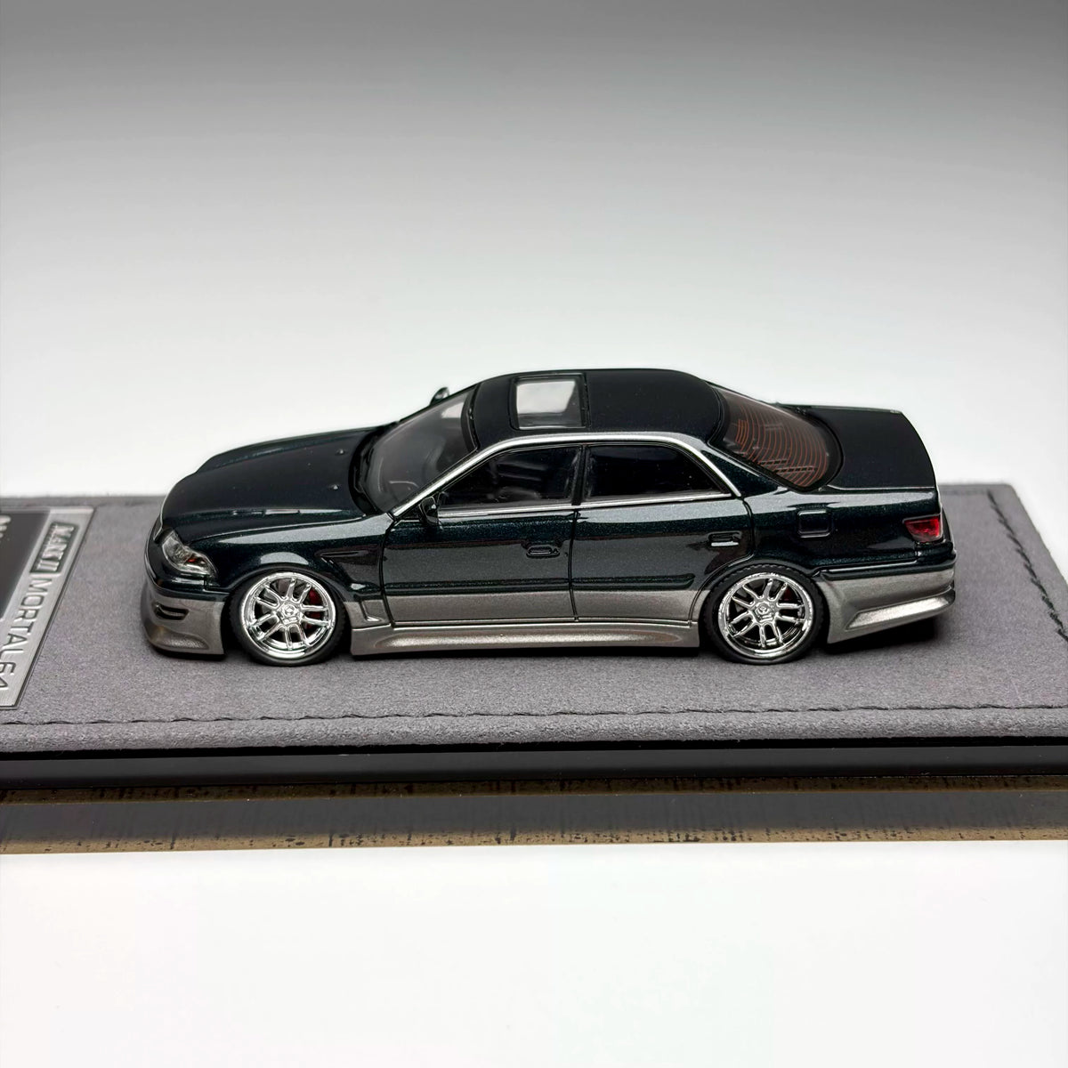 Mortal 1:64 The Ridge Mark II JZX100 Dark Green Metallic / Gun Metallic Openable Front Hood Detailed Engine in Premium Box Packaging