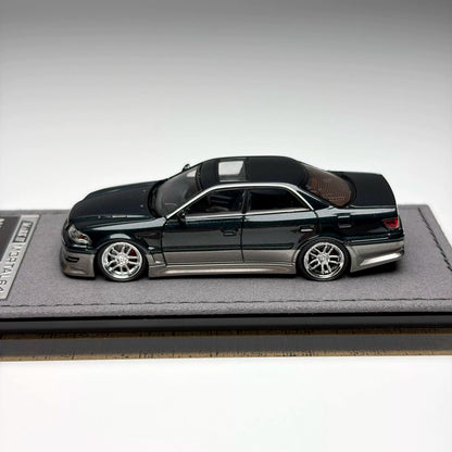 Mortal 1:64 The Ridge Mark II JZX100 Dark Green Metallic / Gun Metallic Openable Front Hood Detailed Engine in Premium Box Packaging