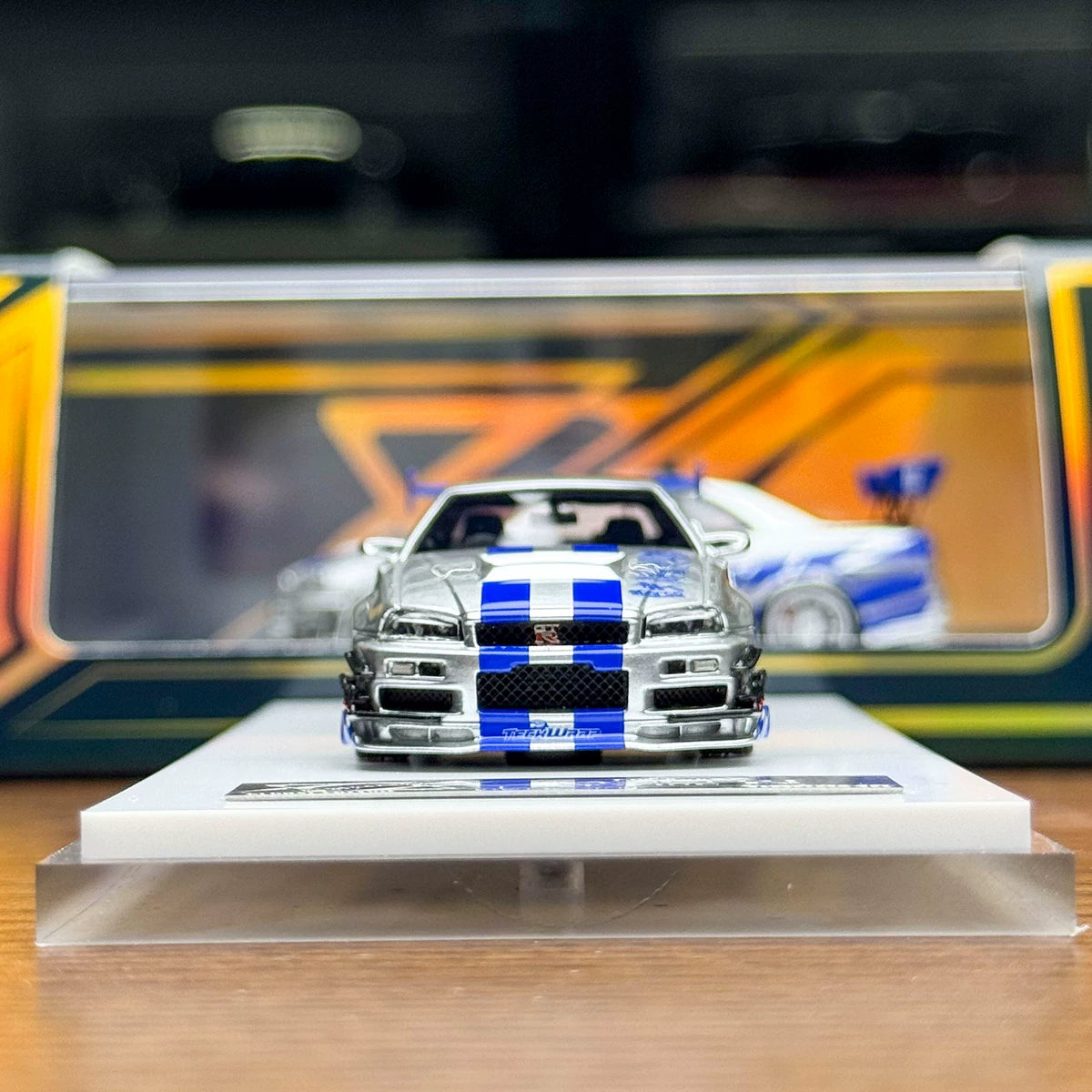 [Premium Resin Model] 404 Error 1:64 Skyline GT-T R34 Fast and Furious Paul Walker Silver Blue Limited to 199 Pieces