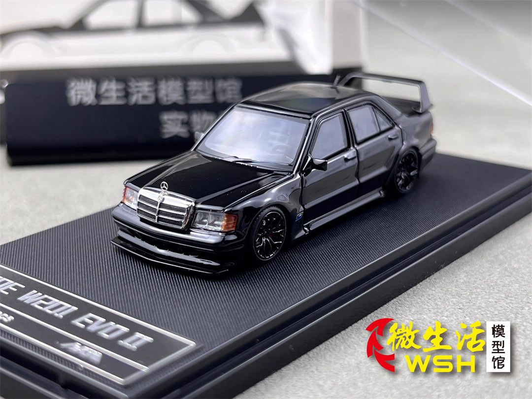 HKM 1:64 Mercedes-Benz 190E W201 2.5-16 EVO II Restmod Custom Gloss Black Limited 999 Pieces