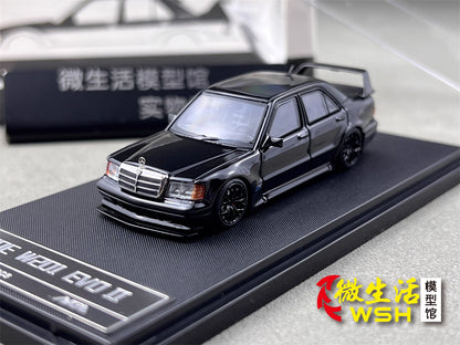 HKM 1:64 Mercedes-Benz 190E W201 2.5-16 EVO II Restmod Custom Gloss Black Limited 999 Pieces