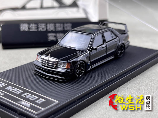 HKM 1:64 Mercedes-Benz 190E W201 2.5-16 EVO II Restmod Custom Gloss Black Limited 999 Pieces