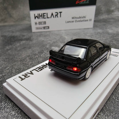 Whelart 1:64 Mitsubishi Lancer Evolution III Black LED Head and Back Lights with Car Key Shape Controller in Premium Box Packaging (Official Licensed)