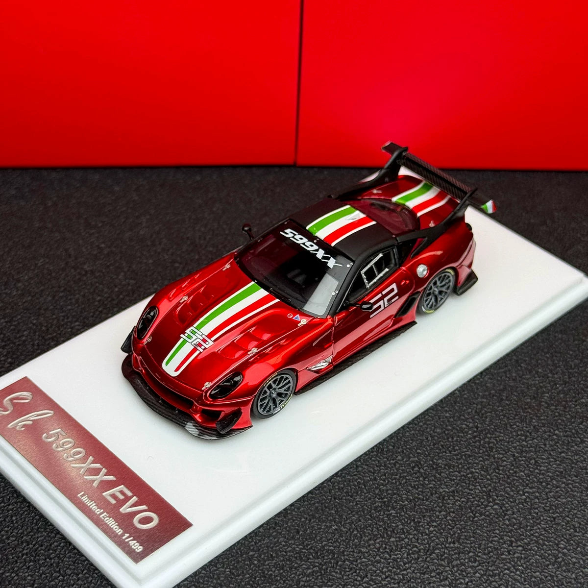SK Model 1:64 Ferrari 599XX EVO Circuit Edition - #52 Metallic Red in Premium Box Packaging