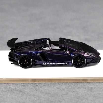 [Premium Resin Model] Fine Works 1:64 Lamborghini Aventador LP700-4 Roadster Convertible Liberty Walk Edition Magic Purple Limited to 199 Pieces