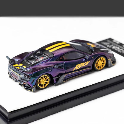Aurora Model 1:64 Ferrari F8 F8XX Mansory Custom Metallic Chameleon Colours with Model Girl Figure