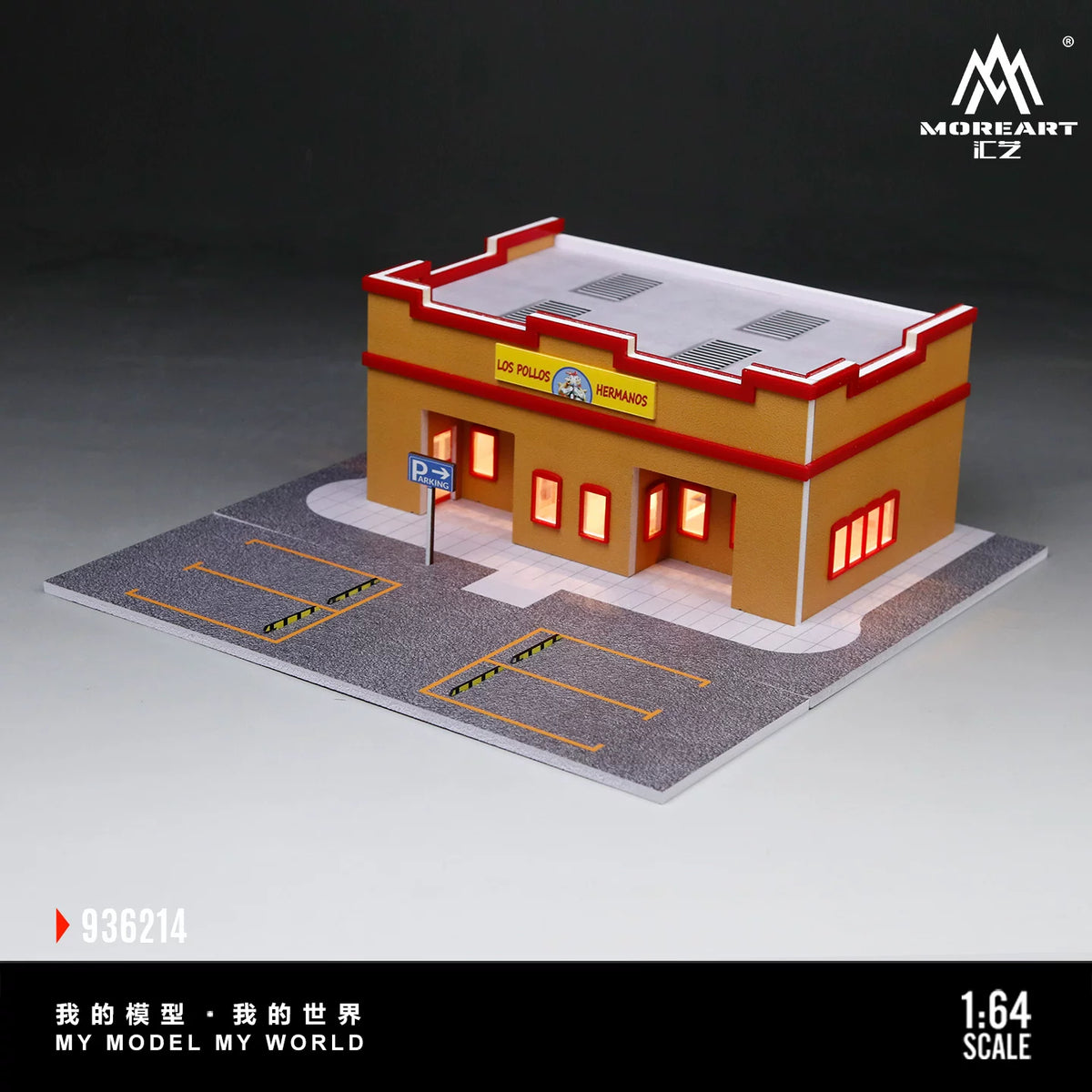 MoreArt 1:64 Los Pollos Hermanos Breaking Bad Fried Chicken Restaurant LED Light Diorama