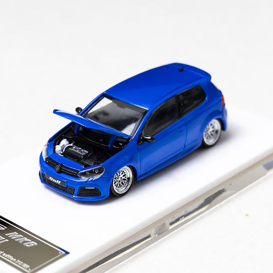 Maxwell 1:64 Volkswagen Golf GTI MK6 Pearl Blue BBS Wheels Low Stance Version Openable Front Hood Detailed Engine (China Beijing Hobby Expo HEC 2025 Event Edition)
