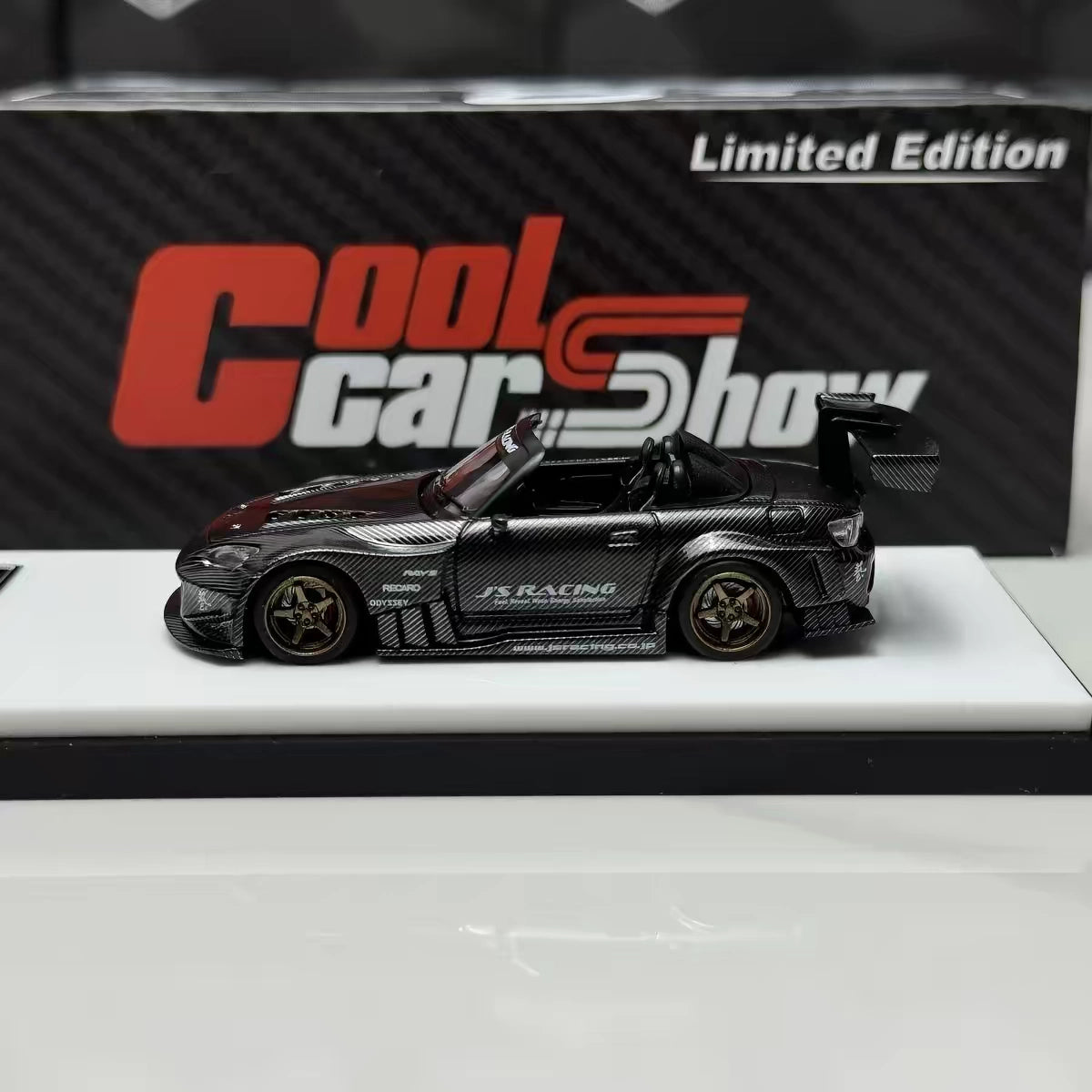 Micro Turbo 1:64 Honda S2000 AP1 J's Racing Custom Carbon Black China Cool Car Show 2026 Special Edition (Openable Engine Hood + Removable Engine + Magnetic Removable Wing)