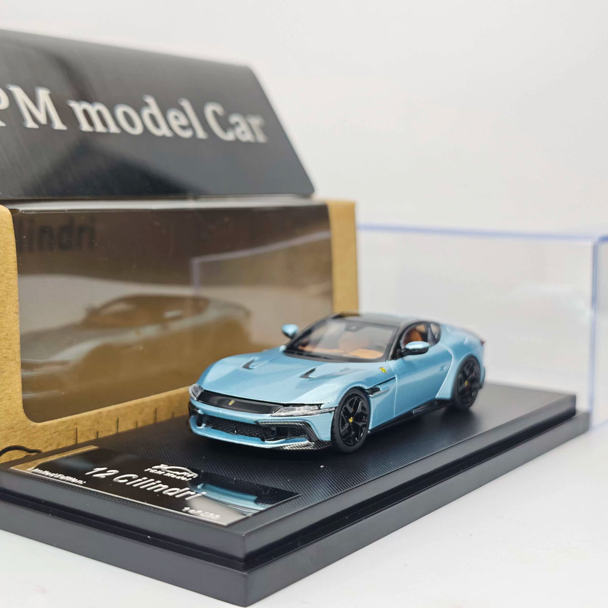 7CM Model 1:64 12Cilindri Hard Top Coupe Azzurro California Blue Openable Front Good Detailed Engine