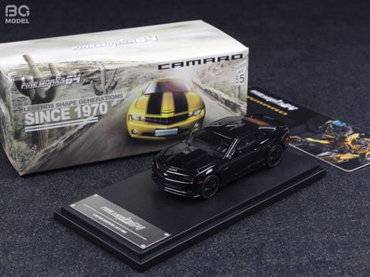 Fine Works 1:64 Chevrolet Camaro Transformers Full Black Openable Front Hood with Detailed Engine Limited 500 Pieces