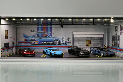 G-Fans 1/64 Porsche RWB Garage Car Park LED light Diorama w/ acrylic cover