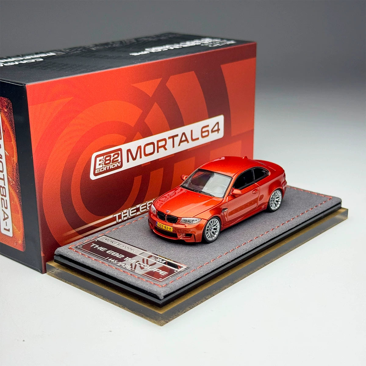 Mortal 1:64 BMW 1M Coupe E82 Valencia Orange in Premium Box Packaging