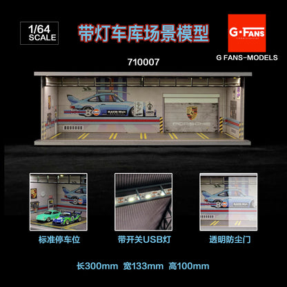 G-Fans 1/64 Porsche RWB Garage Car Park LED light Diorama w/ acrylic cover