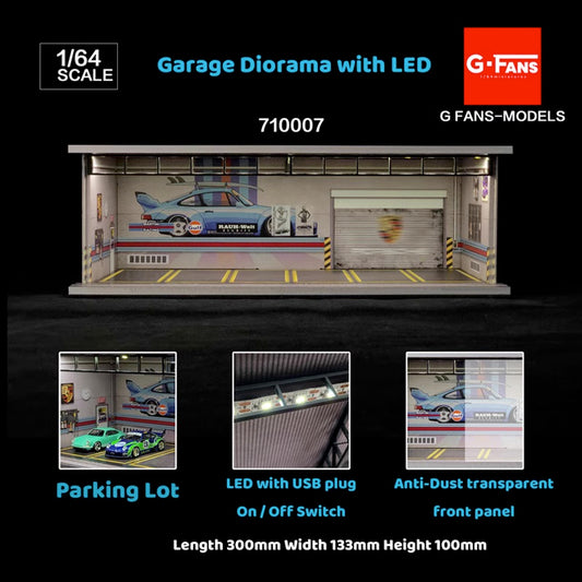 G-Fans 1/64 Porsche RWB Garage Car Park LED light Diorama w/ acrylic cover