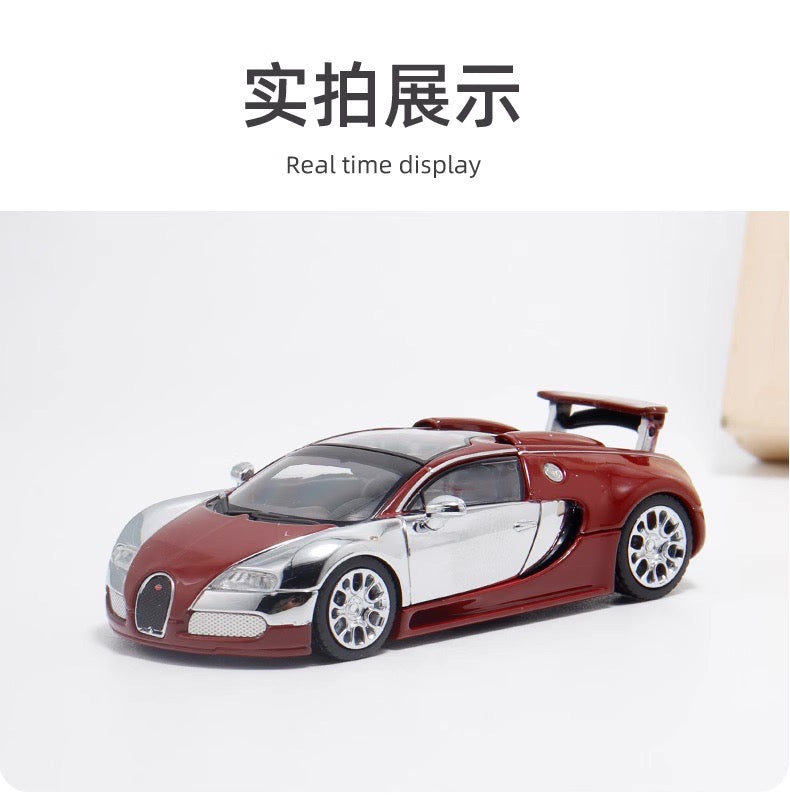 Mortal 1:64 Bugatti Veyron Clear Pan Roof Adjustable Spoiler Chrome Red Limited 499 Pieces