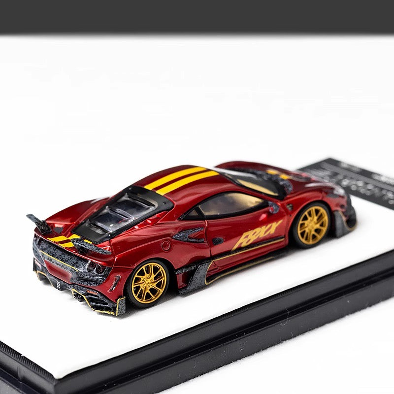 Aurora Model 1:64 Ferrari F8 F8XX Mansory Custom Metallic Red with Model Girl Figure
