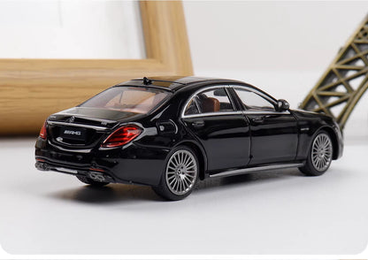 Rhino Model 1:64 Mercedes Benz AMG S63 S-Class MK6 W222 Black with Normal Wheels Normal Stance Openable Front Hood Detailed Engine