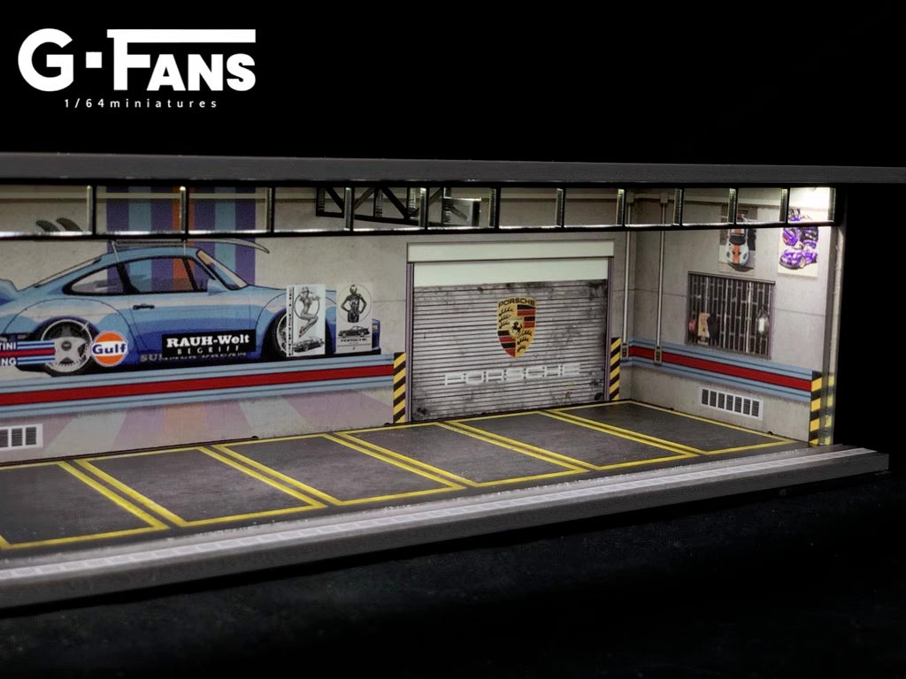 G-Fans 1/64 Porsche RWB Garage Car Park LED light Diorama w/ acrylic cover