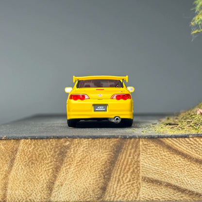 Motorhelix 1:64 Honda Mugen Integra Type-R DC5 Phoenix Yellow Openable Front Hood Detailed Engine - Honda & Mugen Duel Official Licensed