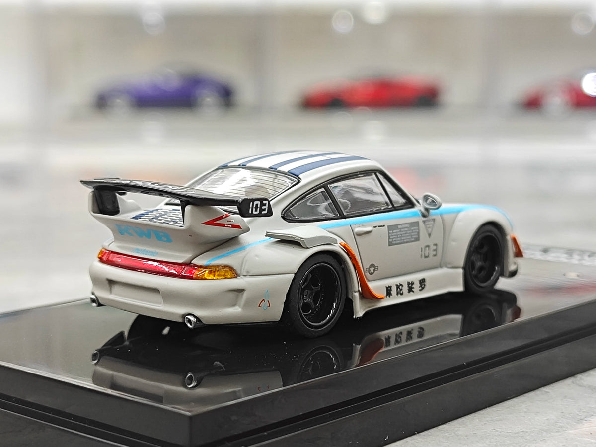 Motorhelix 1:64 RWB 993 Motozolo Grey Includes Magnetic Air-Cooled Engine Display Model