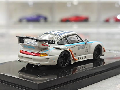 Motorhelix 1:64 RWB 993 Motozolo Grey Includes Magnetic Air-Cooled Engine Display Model