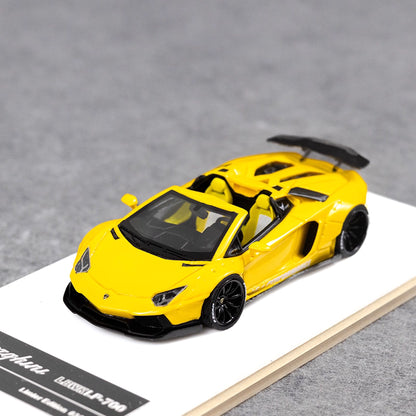 [Premium Resin Model] Fine Works 1:64 Lamborghini Aventador LP700-4 Roadster Convertible Liberty Walk Edition Yellow Limited to 199 Pieces
