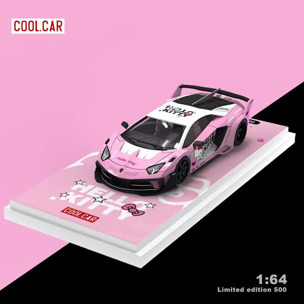 Cool.Car 1:64 Lamborghini Aventador GT EVO Hello Kitty Edition Light Pink and White