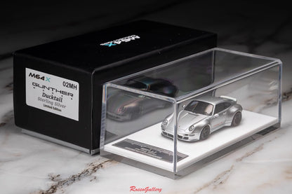 [Premium Resin Model] MY64 MY64X 1:64 Porsche Gunther Werks 993 (GW993) 400R Sterling Silver with Red Interior LHD Limited to 199 Pieces