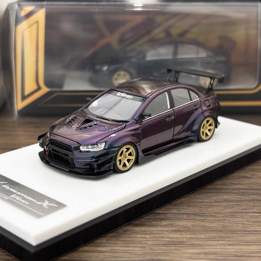 [Premium Resin Model] 404 Error 1:64 Mitsubishi Lancer Evolution EVO X 10 Varis Wide Body Custom Metal Body Kit and Spoiler Chameleon Magic Purple Limited 199 Pieces